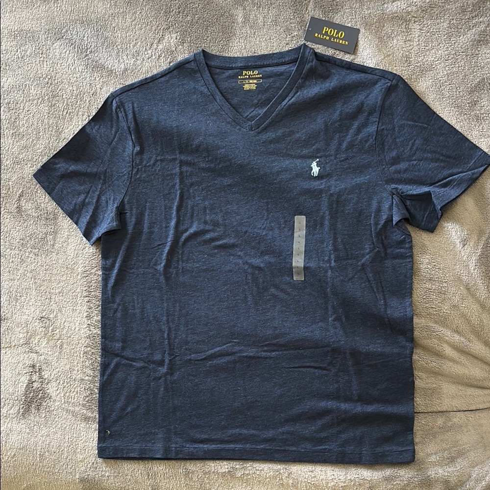 Polo by Ralph Lauren Men's Navy V-Neck Shirt